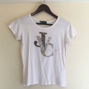 Incredible vintage Versace cropped white tee